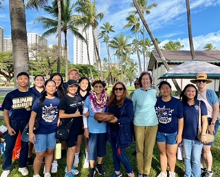 Waipahu High School students and Mary Ann
